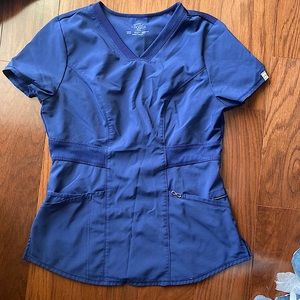 Navy blue women’s scrub top